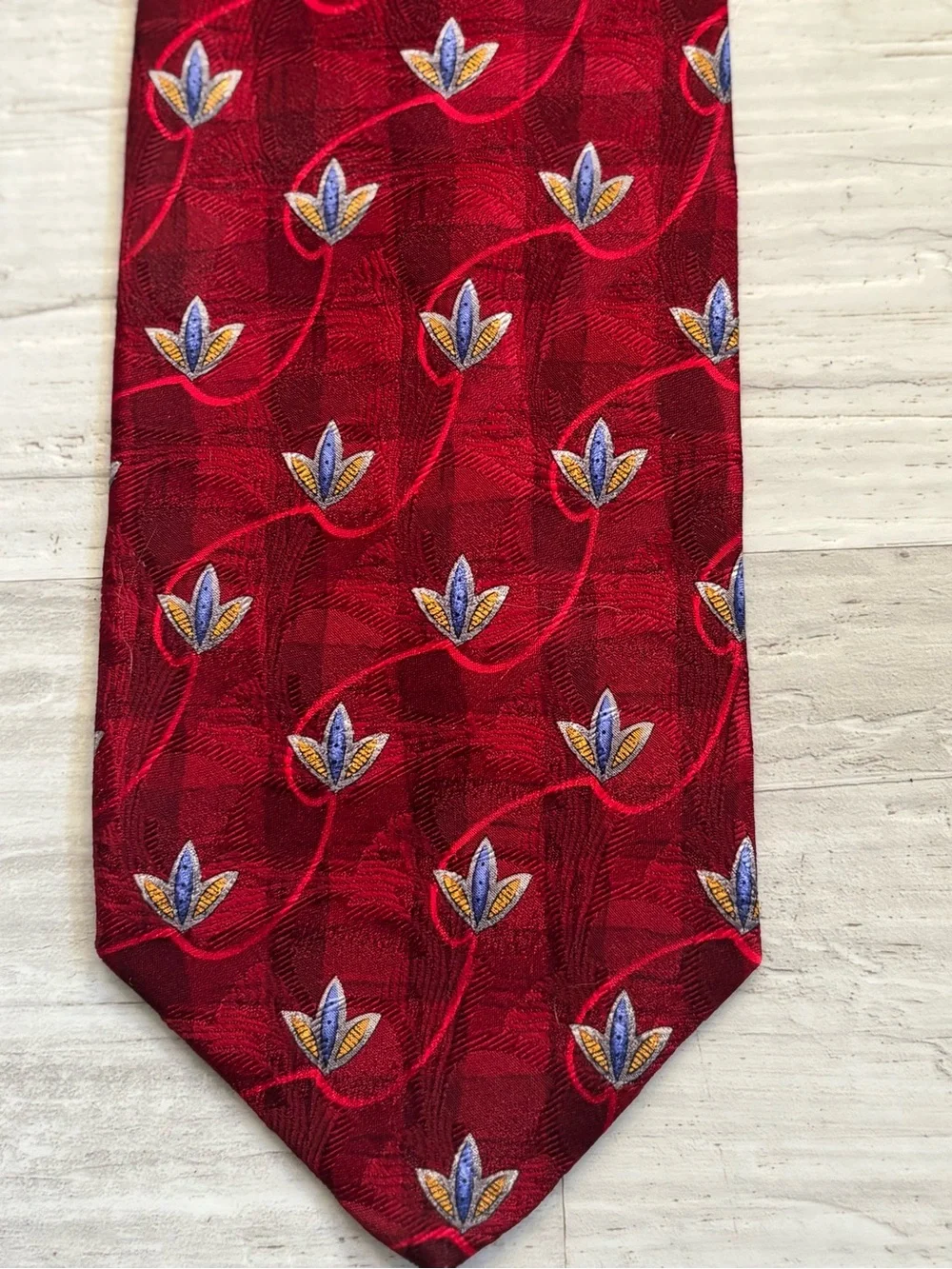 Vintage Robert Talbott Best of Class Red Abstract Floral Extra Long Tie